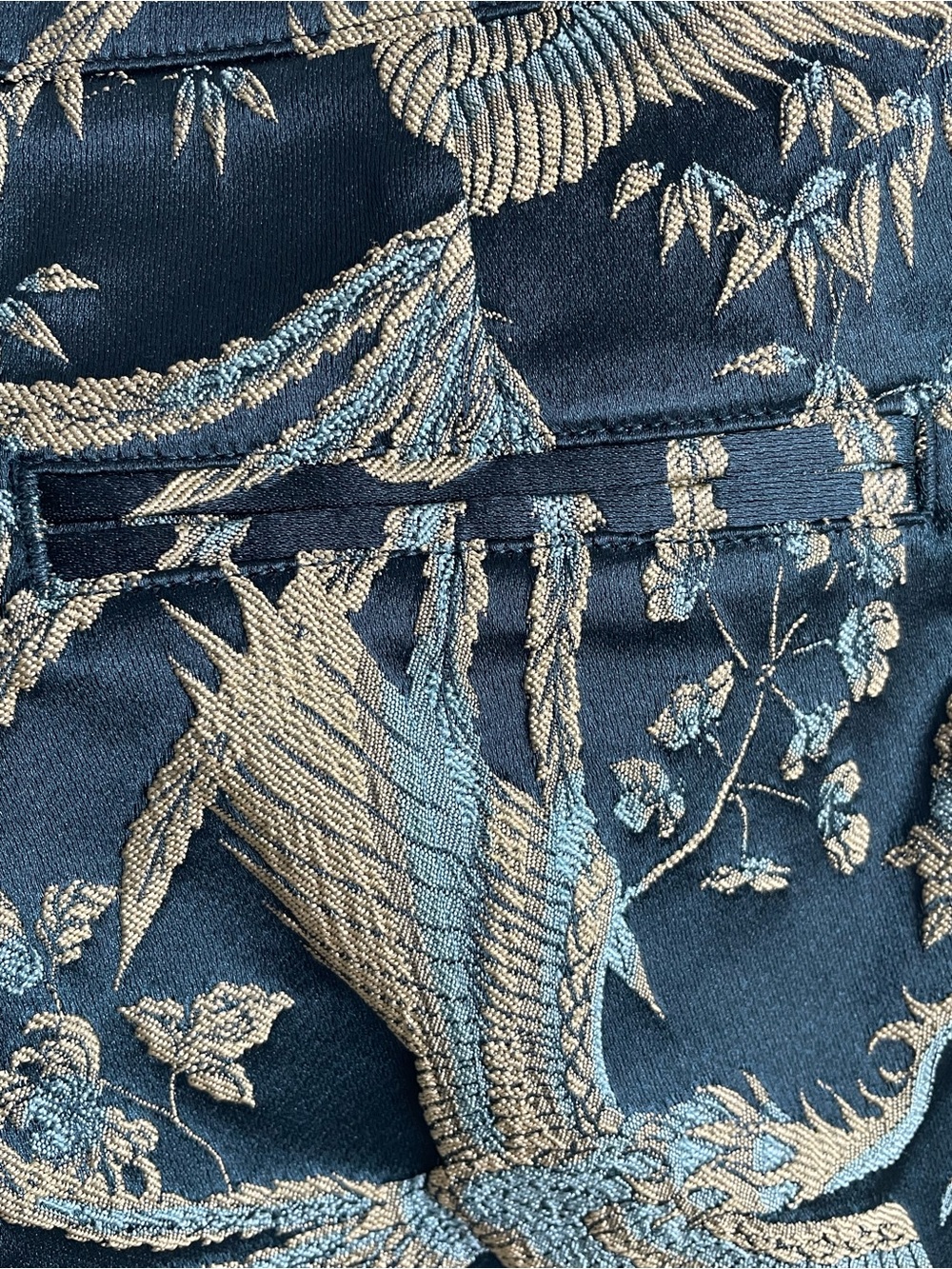 Scotch & Soda eclectic fitted trouser embroidered slacks flowers cranes birds - Picture 9 of 11